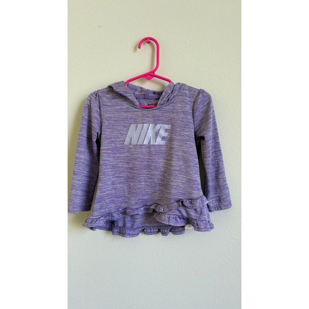 Nike Dri-FIT Toddler Girls 24M Purple Heather Ruffle Hem Hooded Shirt